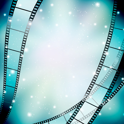 filmstrip background with stars and lights. eps10. transparencies in filmstrip and background, gradient mesh used