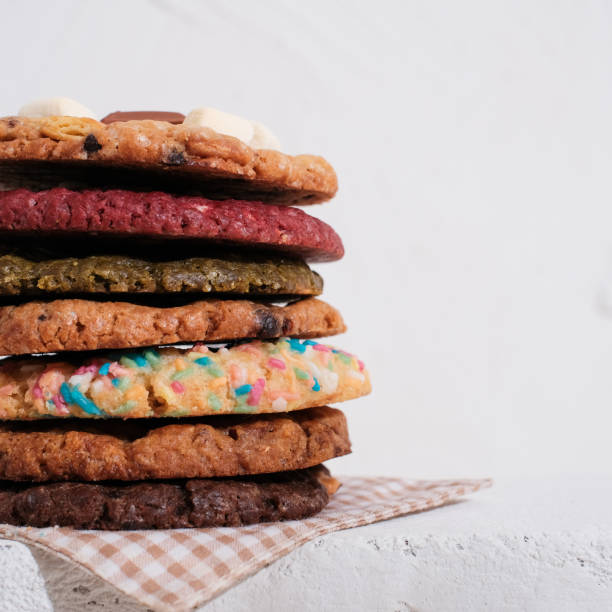 istock A close-up of a stack of cookies on a white background. 1637526579