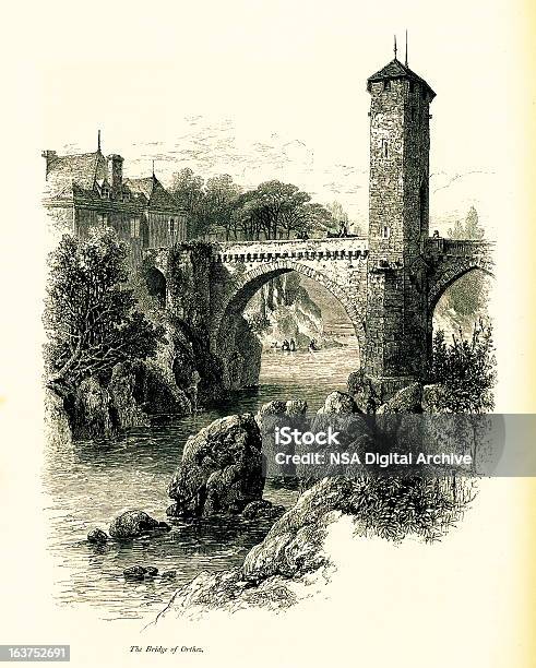 Brücke Über Die Bot De Pau Orthez Frankreich Stock Vektor Art und mehr Bilder von Pyrenäen - Pyrenäen, 19. Jahrhundert, Alpen