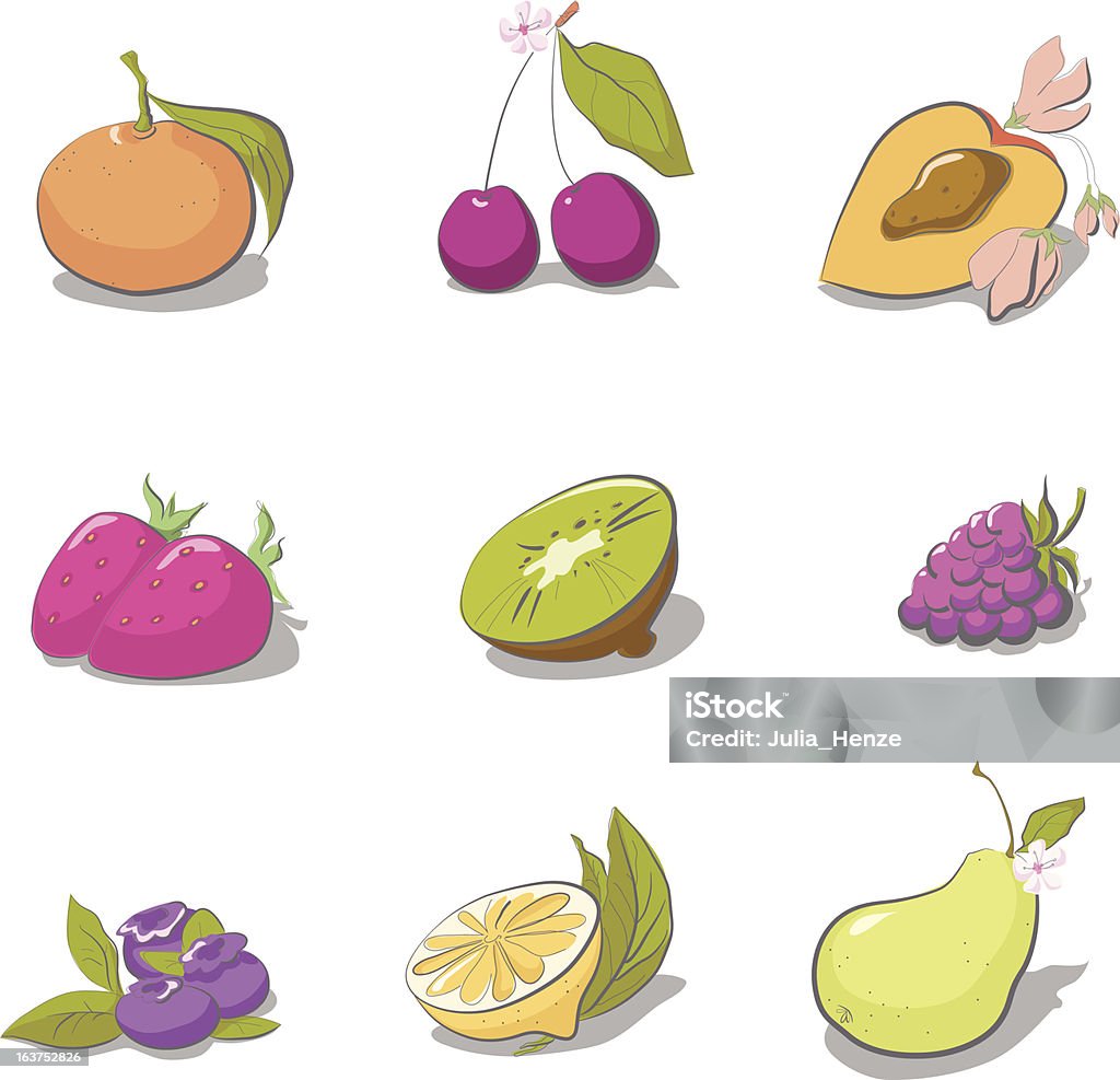 Ícones de frutas - Vetor de Baga - Fruta royalty-free