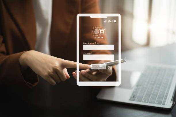 istock Cyber security, login, data protection concept Fingerprint scanning and authentication. 1637540006