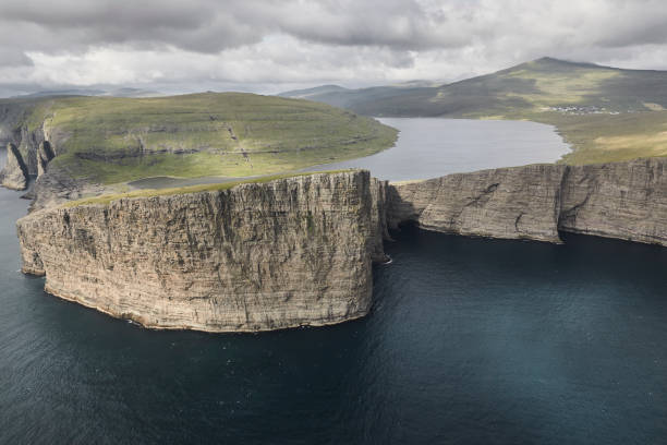 istock Faroe islands dramatic coastline in Vagar. Leitisvatn lake 1637547149