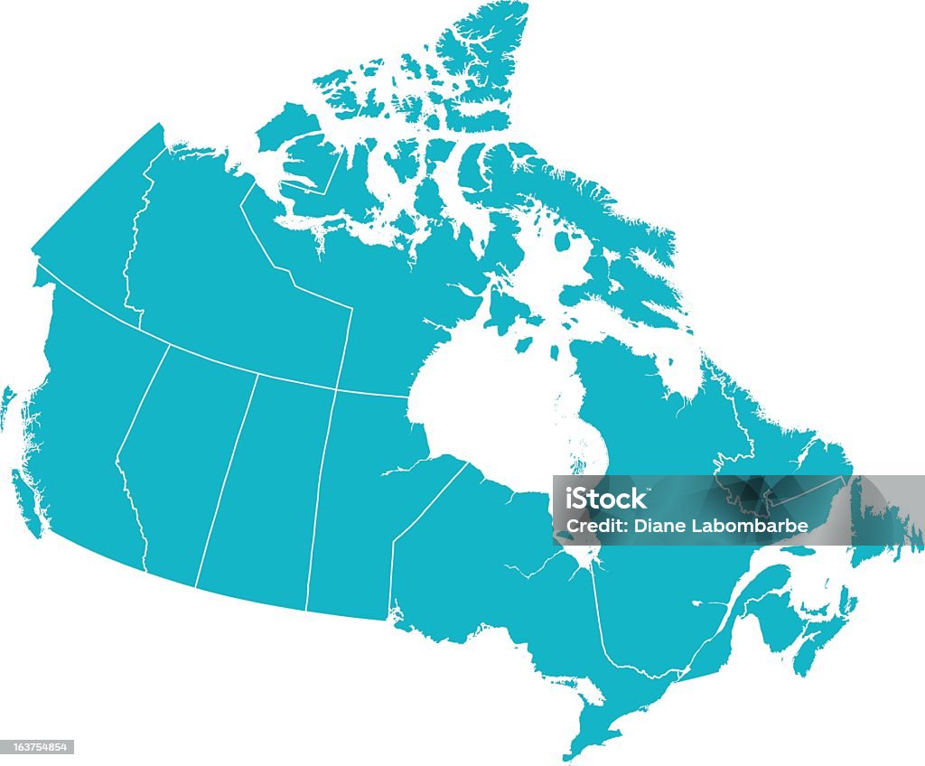 Detallado Vector Map of Canada con Provincial de fronteras en blanco. - arte vectorial de Canadá libre de derechos