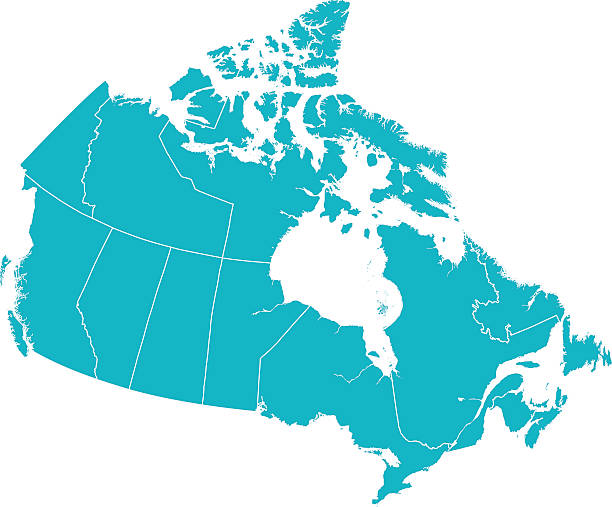 ilustrações de stock, clip art, desenhos animados e ícones de detalhada vector mapa de canadá com as fronteiras da província em branco. - canadá