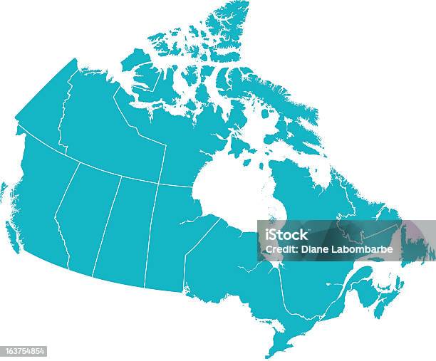 Detailed Vector Map Of Canada With Provincial Borders In White向量圖形及更多加拿大圖片