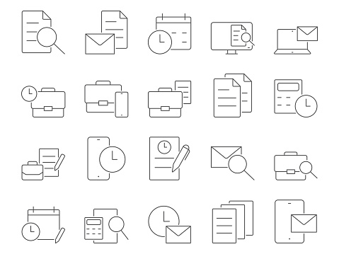 Business and Productivity Icons Set. Efficiency, Effectiveness, Performance. Editable Stroke. Simple Icons Vector Collection