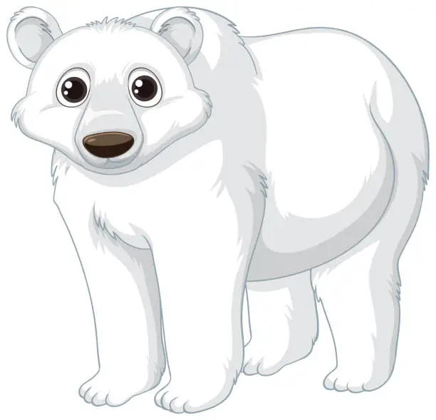 Vector illustration of Polar Bear Cartoon Character on White Background