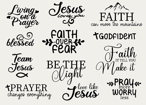 Chrisitan sayings and quotes bundle - vector collection for prints, apparel. accessories etc art