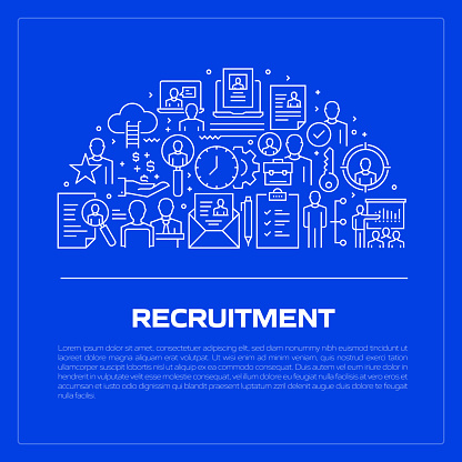 RECRUITMENT Related Line Style Banner Design for Web Page, Headline, Brochure, Annual Report and Book Cover