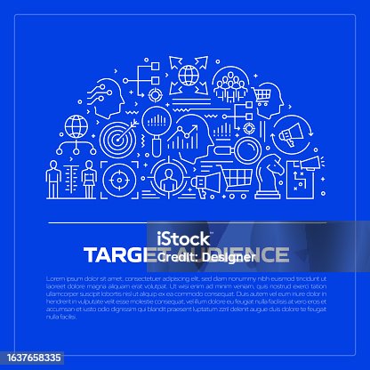 istock TARGET AUDIENCE Related Line Style Banner Design for Web Page, Headline, Brochure, Annual Report and Book Cover 1637658335