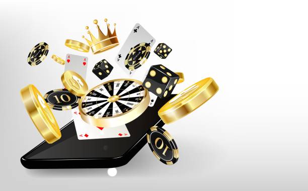 illustrazioni stock, clip art, cartoni animati e icone di tendenza di banner del casinò mobile online. smartphone con slot machine del casinò e monete realistiche dorate, carte da gioco, roulette. - winter sport computer icon sport winter