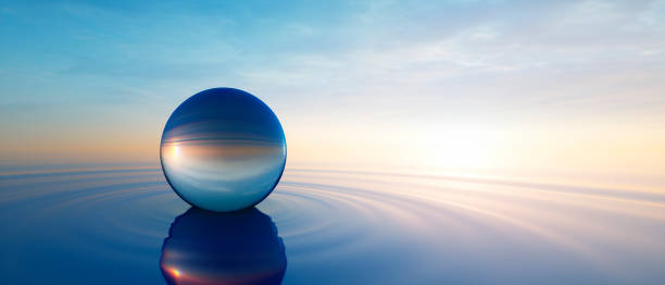 Glass sphere in calm ocean