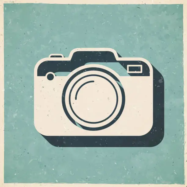 Vector illustration of Camera. Icon in retro vintage style - Old textured paper