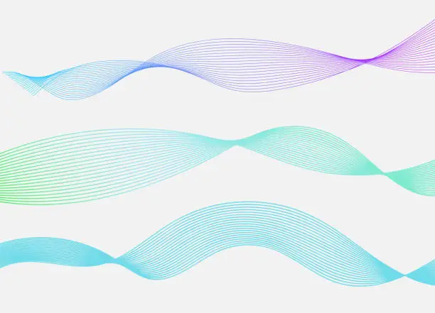 Vector illustration of Colorful wave lines isolated white background. Curved wavy line. Vector illustration