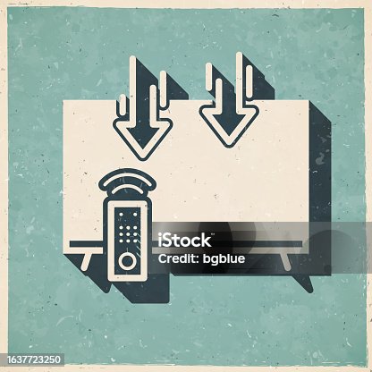 istock Send to TV. Icon in retro vintage style - Old textured paper 1637723250