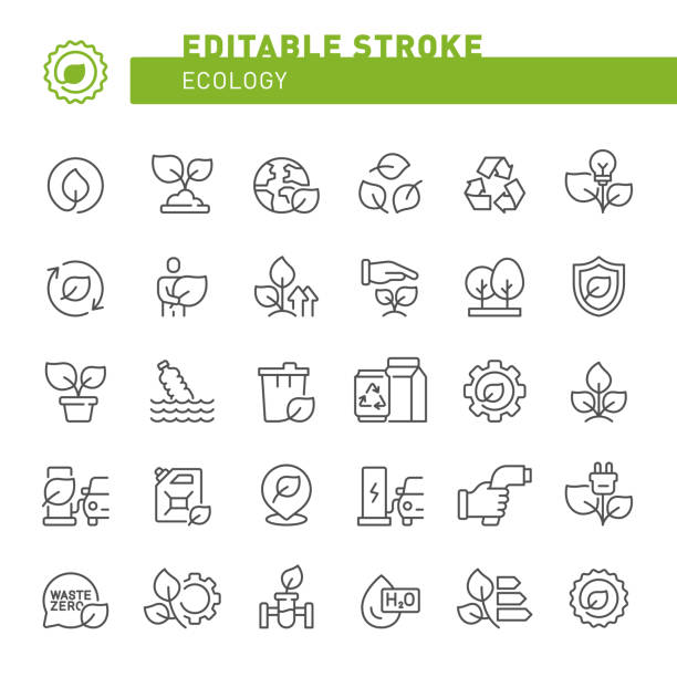 ilustraciones, imágenes clip art, dibujos animados e iconos de stock de ecología iconos - criterios ambientales sociales y de gobernabilidad