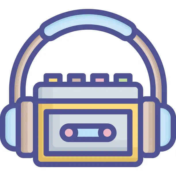 Vector illustration of Walkman Vector Icon Which Can Easily Modify or edit