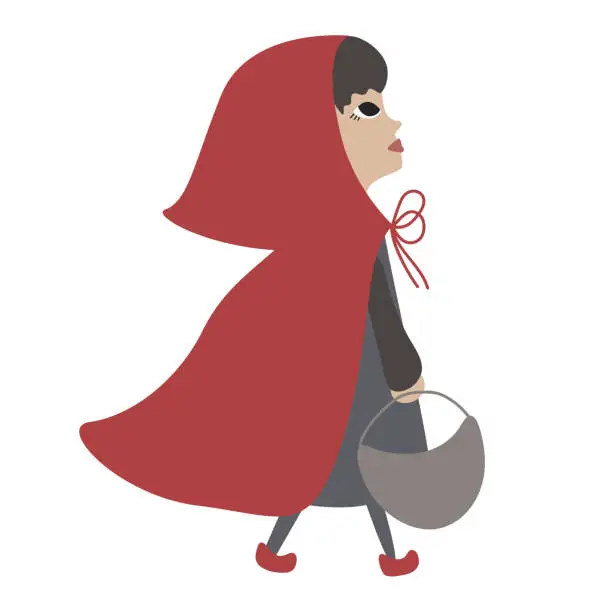 Vector illustration of Little Red Riding Hood, fairy tale character. Vector illustration