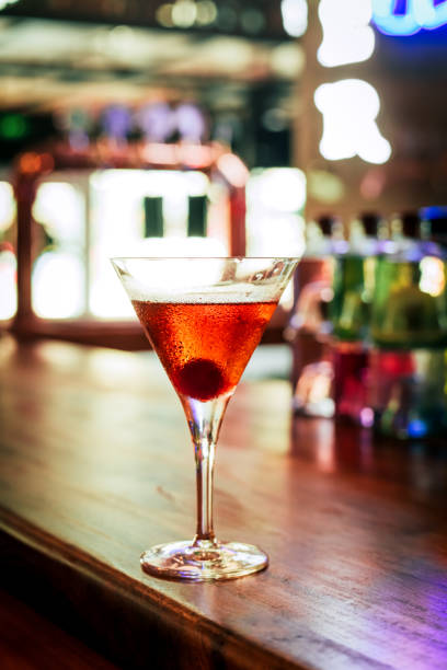 istock Manhattan cocktail on a bar counter 1637951888