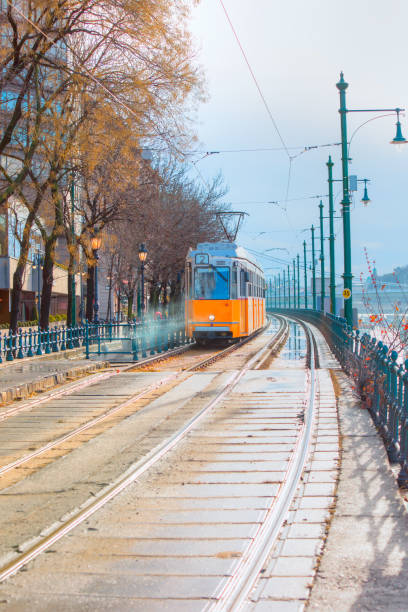 istock Yellow trams - Ground is covered with red fallen leaves in Budapest, Hungary 1637954109