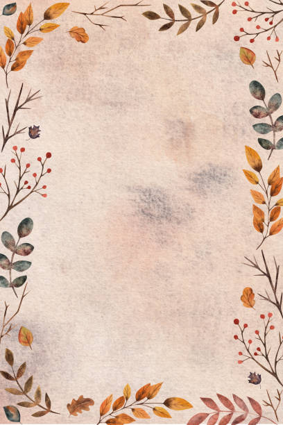 istock Autumn frame vertical. Watercolor illustration on watercolor background 1637956316