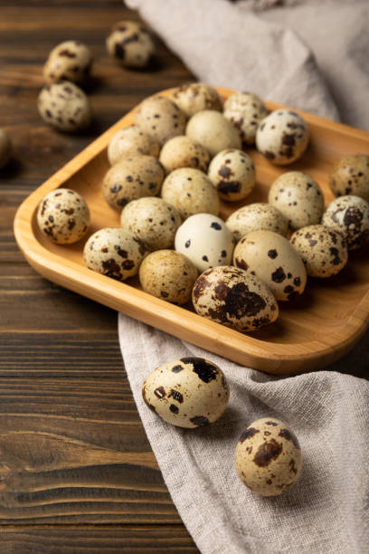 istock Quail eggs on a  texture background.Organic food. Place for text. Fresh quail eggs. 1638002039