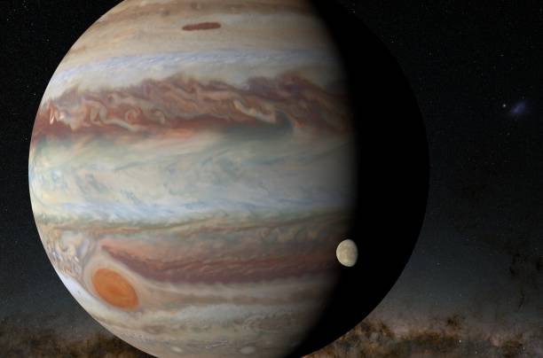 istock Europa satellite with Jupiter in the solar system - 3d illustration, closeup view 1638002621