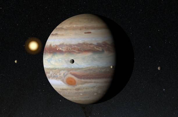 istock Jupiter with the satellites - 3d illustration, isometric view 1638003481
