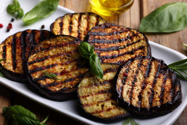 istock Fresh Aubergine sliced and grilled 1638045416