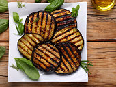 Fresh Aubergine sliced and grilled