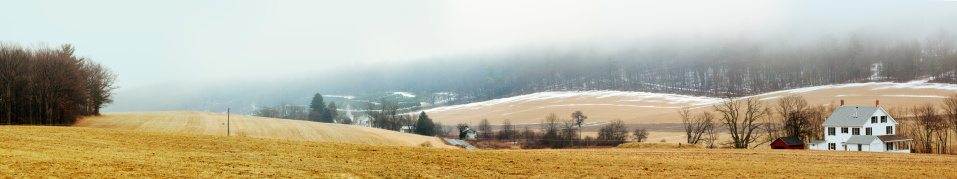 Extra large panorama of mountain's farm in Poconos, Pennsylvania, USA