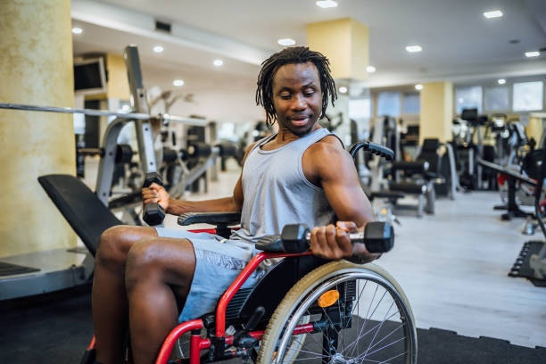 istock Disabled young man in a gym 1638055371