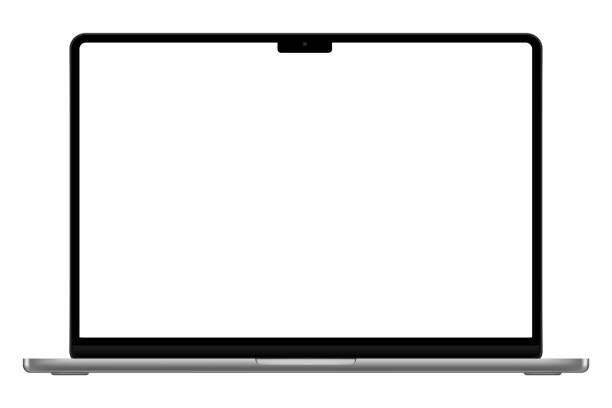 istock laptop with transparent blank screen on transparent background. Isolated laptop. 1638060876