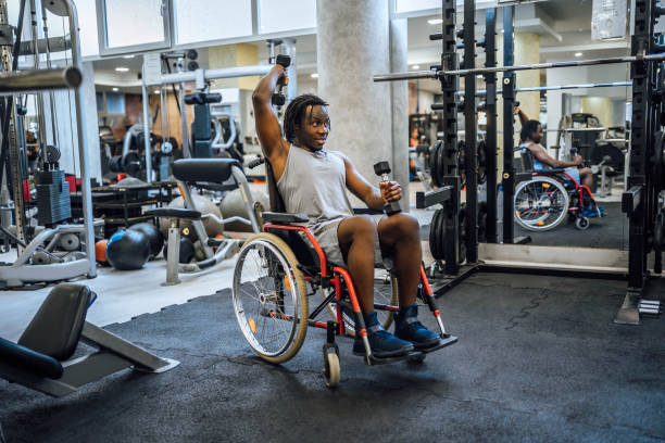istock Disabled young man in a gym 1638063116