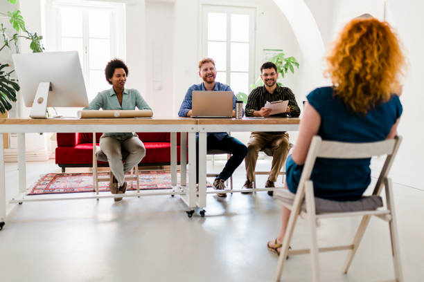 istock HR managers interviewing woman 1638064804