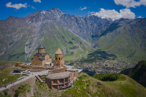 istock Gergeti Trinity Church in Kazbegi, Georgia 1638074000