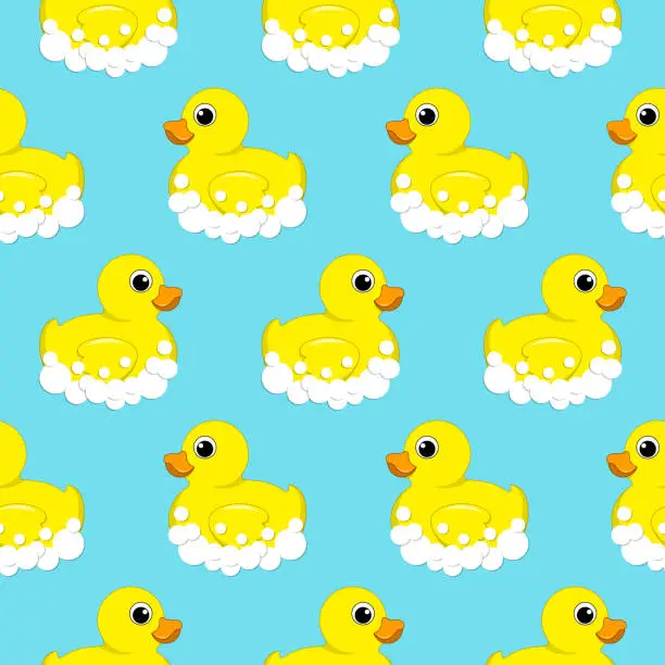 Vector illustration of Seamless vector pattern with a rubber duck