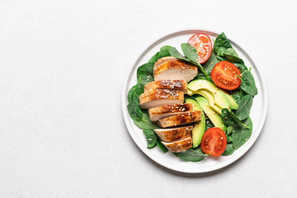 istock Healthy food top view on white background 1638075930