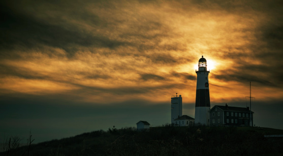 Lighthouse at Montauk point, Long Islans. HDR technique.