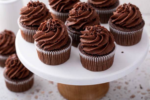 istock Chocolate cupcakes with dark chocolate frosting and sprinkles 1638099243