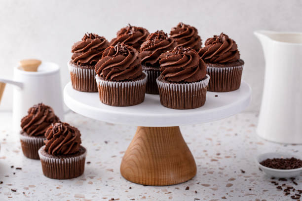 istock Chocolate cupcakes with dark chocolate frosting and sprinkles 1638099244