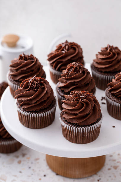 istock Chocolate cupcakes with dark chocolate frosting and sprinkles 1638099254