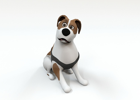 3d render of a dog with his tongue hanging out