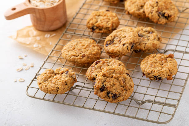 istock Healthy breakfast cookies with oatmeal, pecans and cranberry 1638115509
