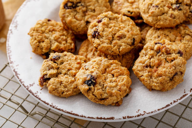 istock Healthy breakfast cookies with oatmeal, pecans and cranberry 1638116059