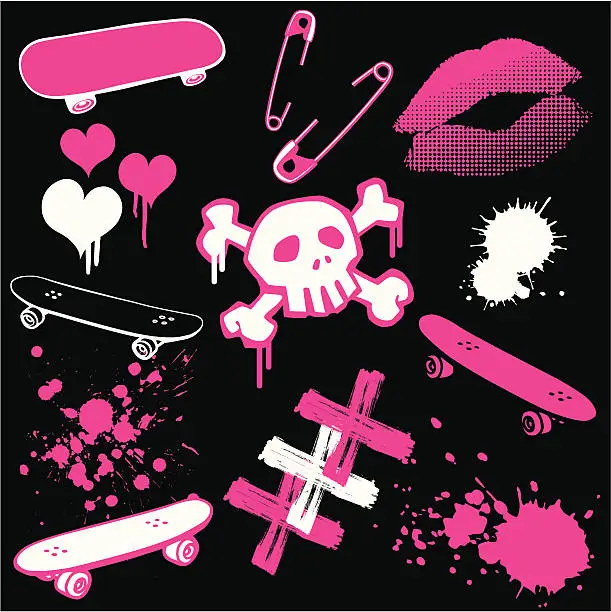 Vector illustration of Girly Punk Skater
