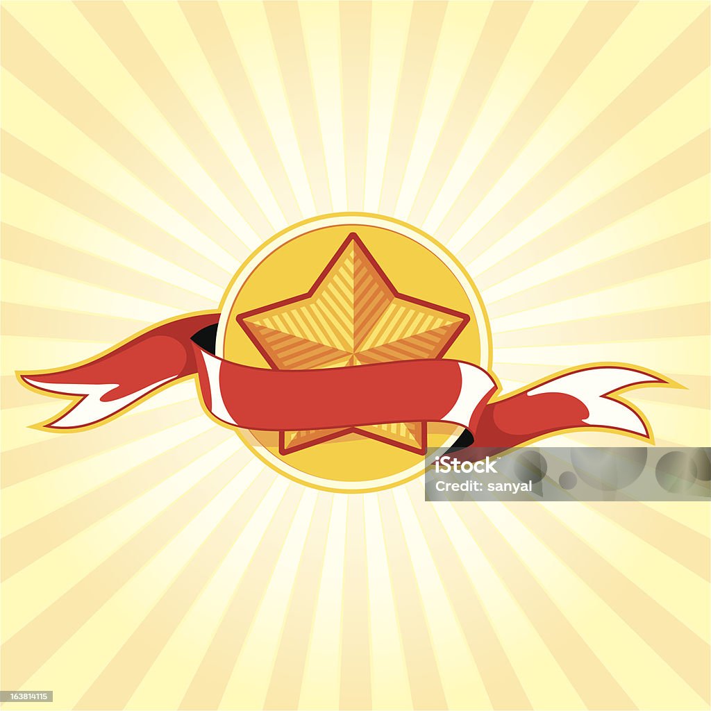 star Medal with a star and a tape in rays of light Art And Craft stock vector