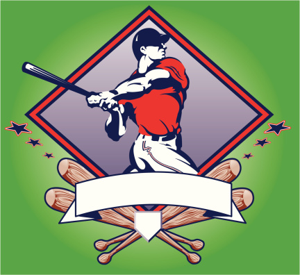 Baseball player with other baseball elements.