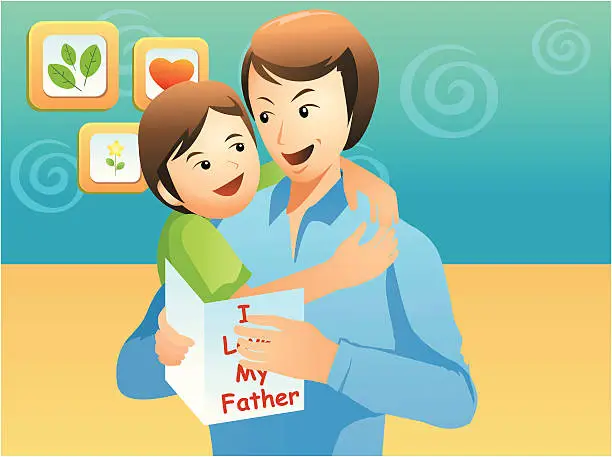 Vector illustration of Father and son (vector)