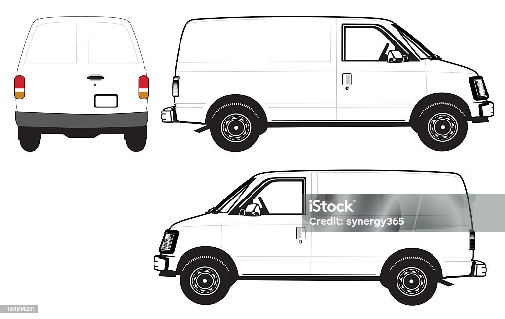 Three Angles Of White Cartoon Van Stock Illustration - Download Image Now -  Mini Van, Rear View, Side View - iStock